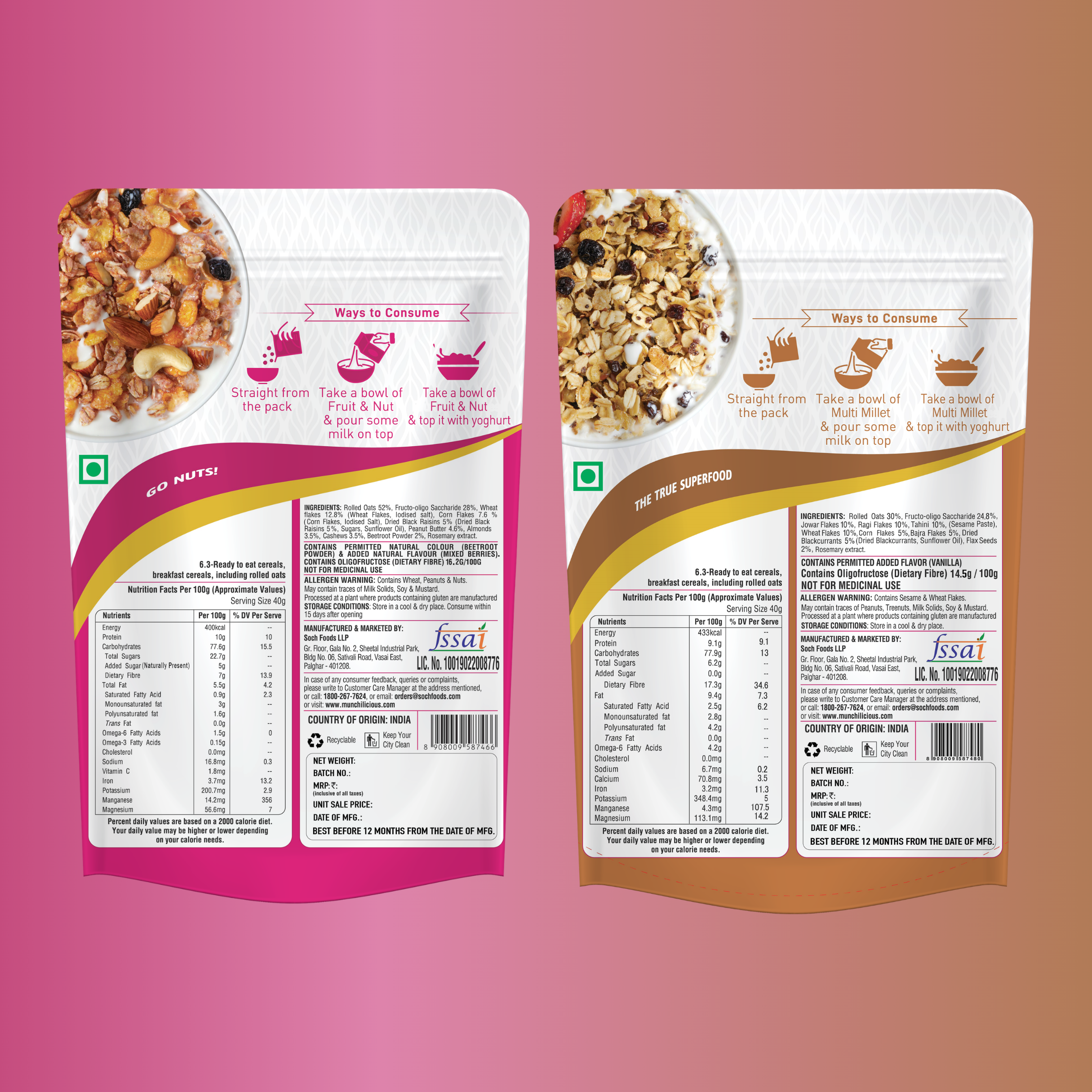Fruit n Nut & Multi Millet Muesli Combo