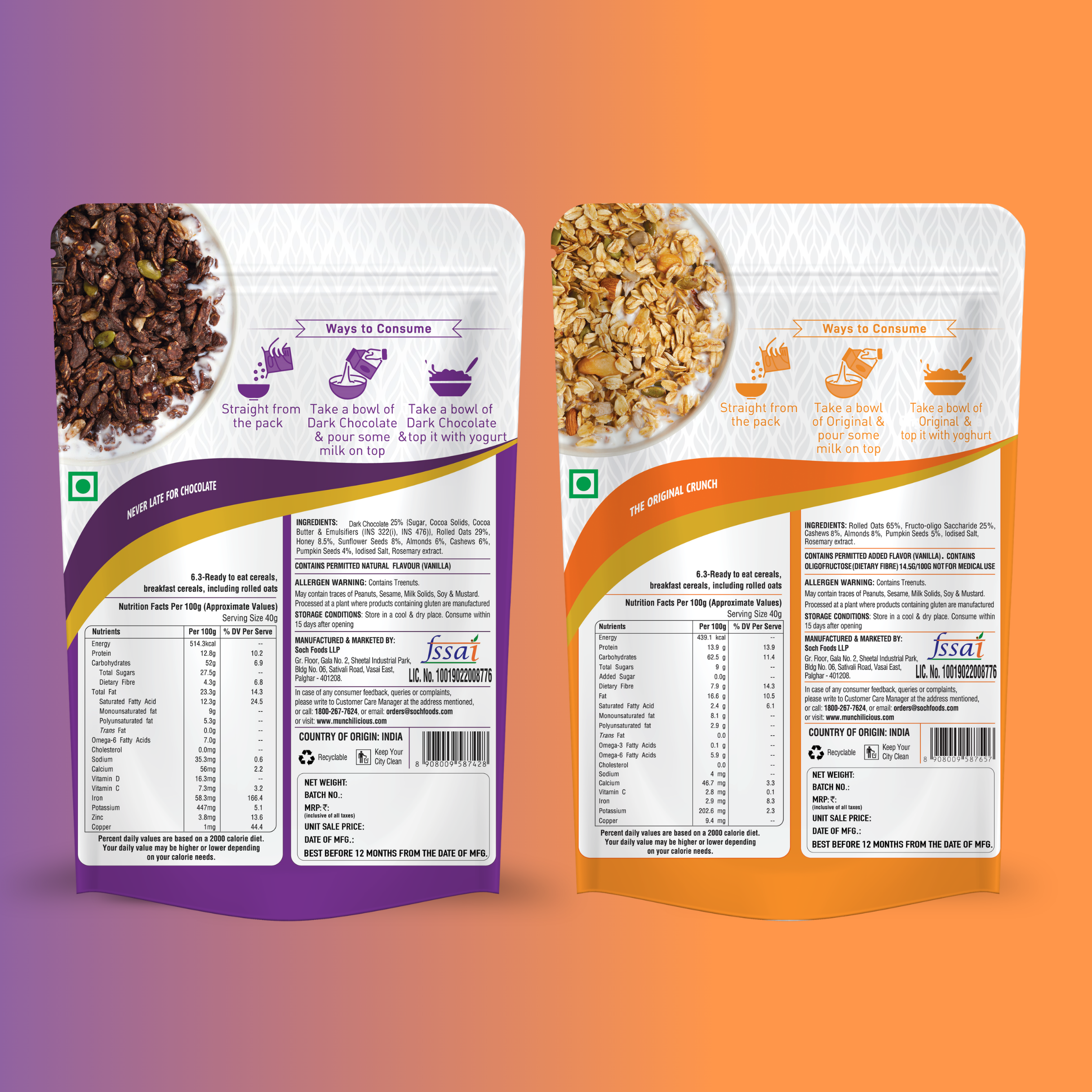 Dark Chocolate & Original Granola Combo
