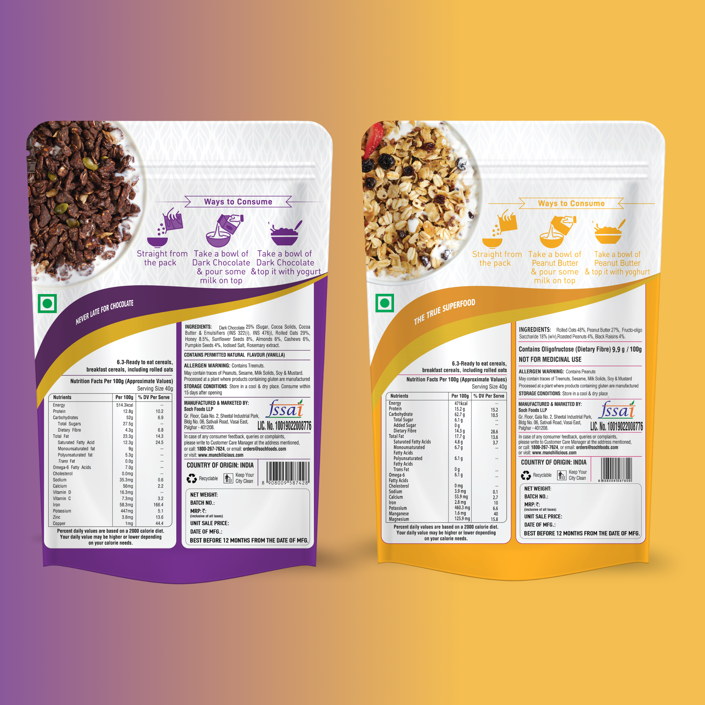 Dark Chocolate & Peanut Butter Granola Combo