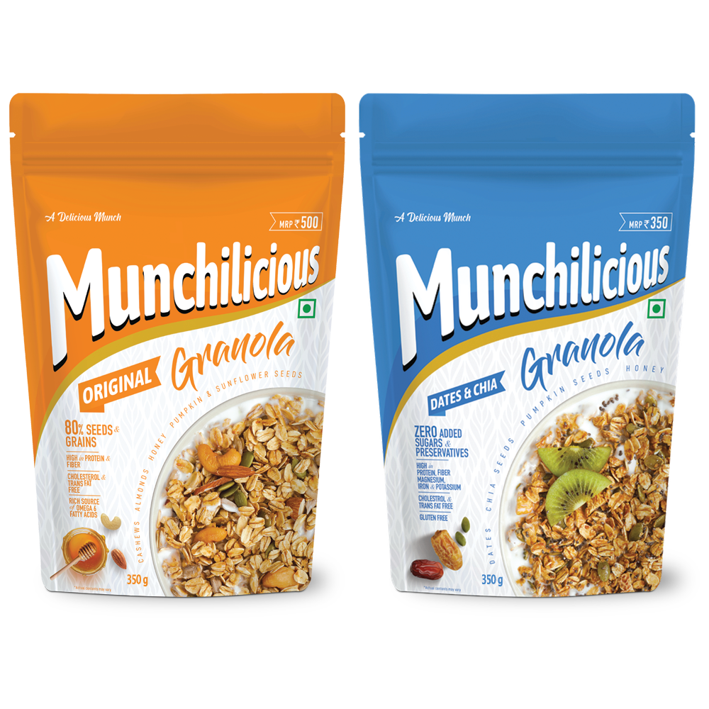 Munchilicious Original Granola & Dates & Chia Combo Pack- 350gm